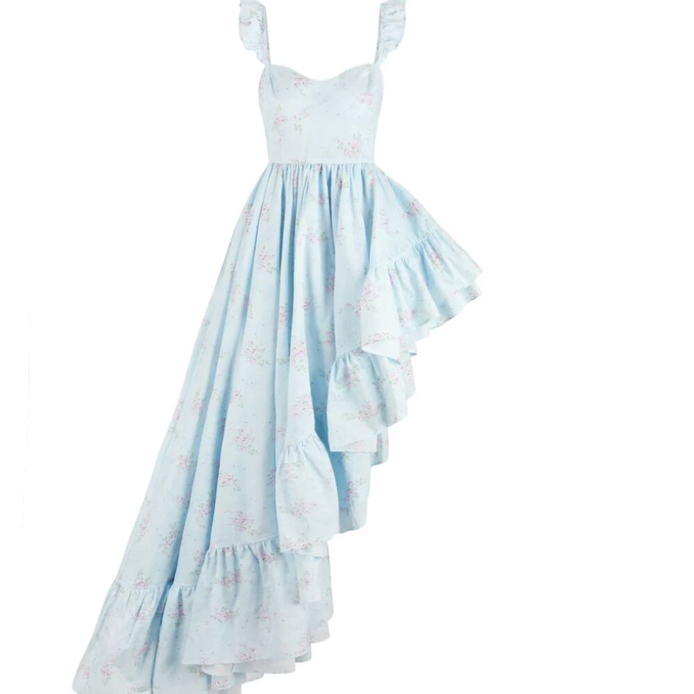 Selkie Light Blue & Pink Floral High-Low Midi Dress - Picture 4 of 10